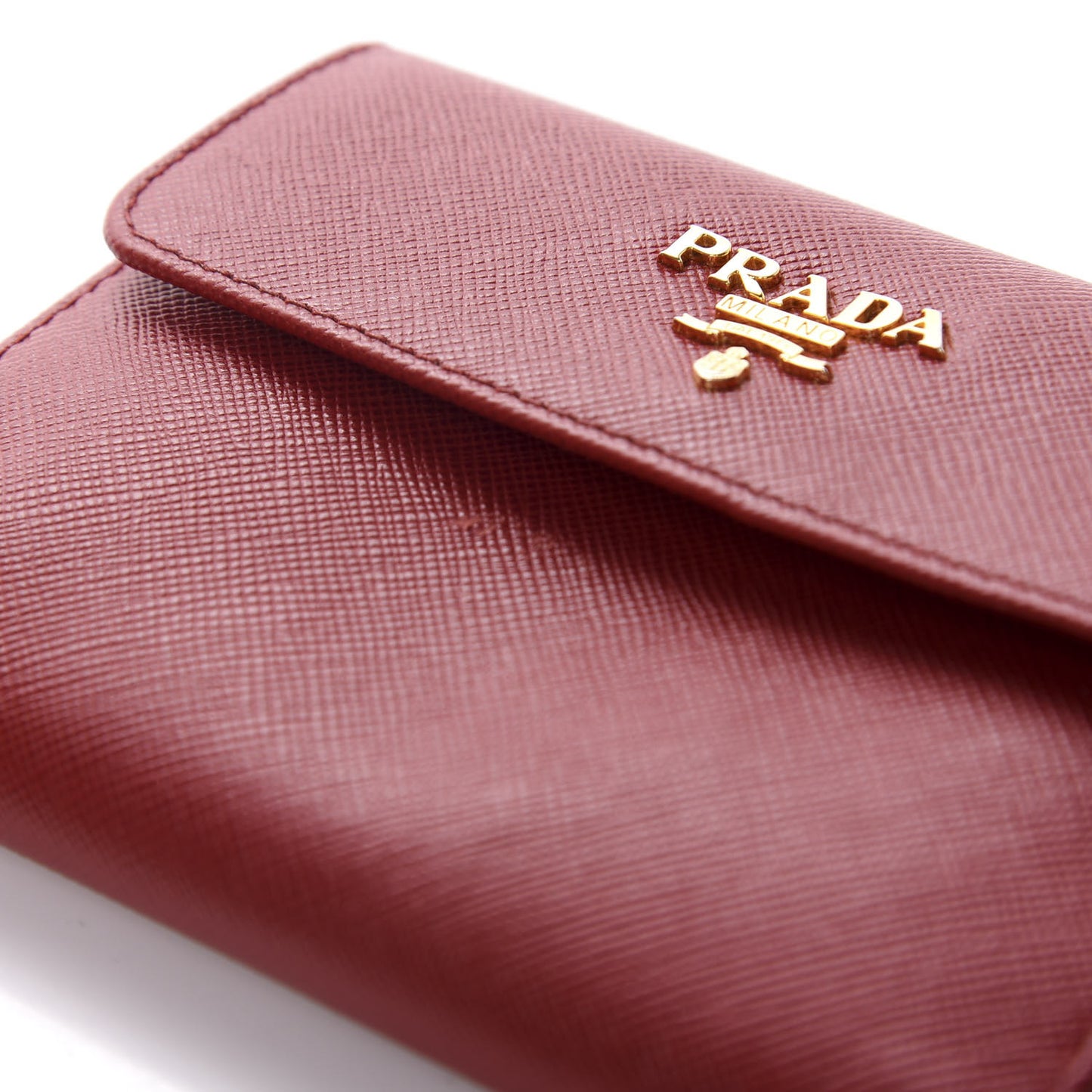 Saffiano Metal French Flap Compact Wallet Fuoco