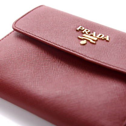 Prada Saffiano Metal French Flap Compact Wallet Fuoco 8 of 9