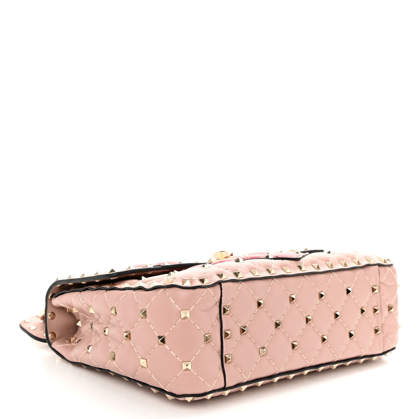 Nappa Quilted Heart Medium Rockstud Spike Shoulder Bag Poudre