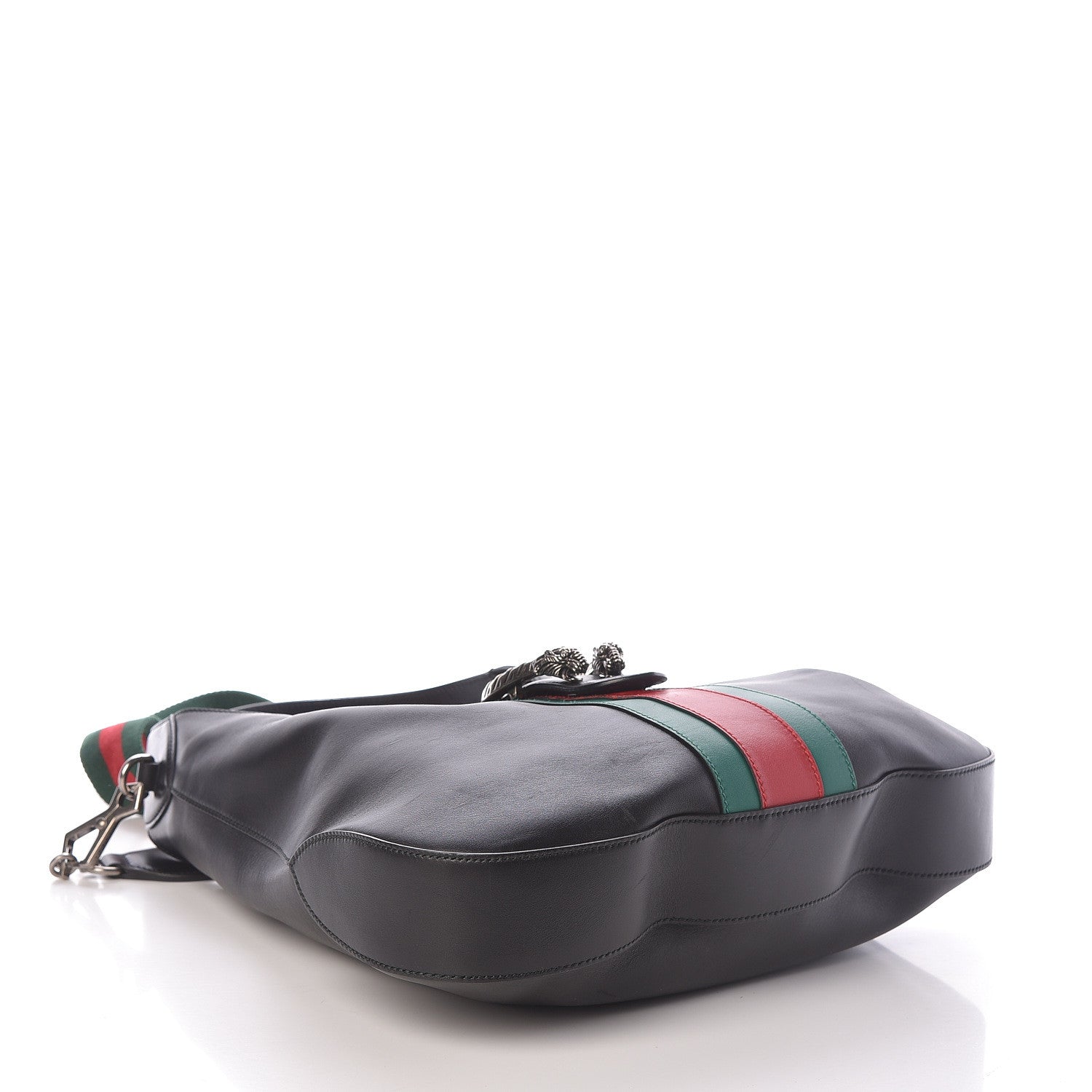 Gucci Calfskin Web Stripe Medium Dionysus Hobo Black 4 of 10