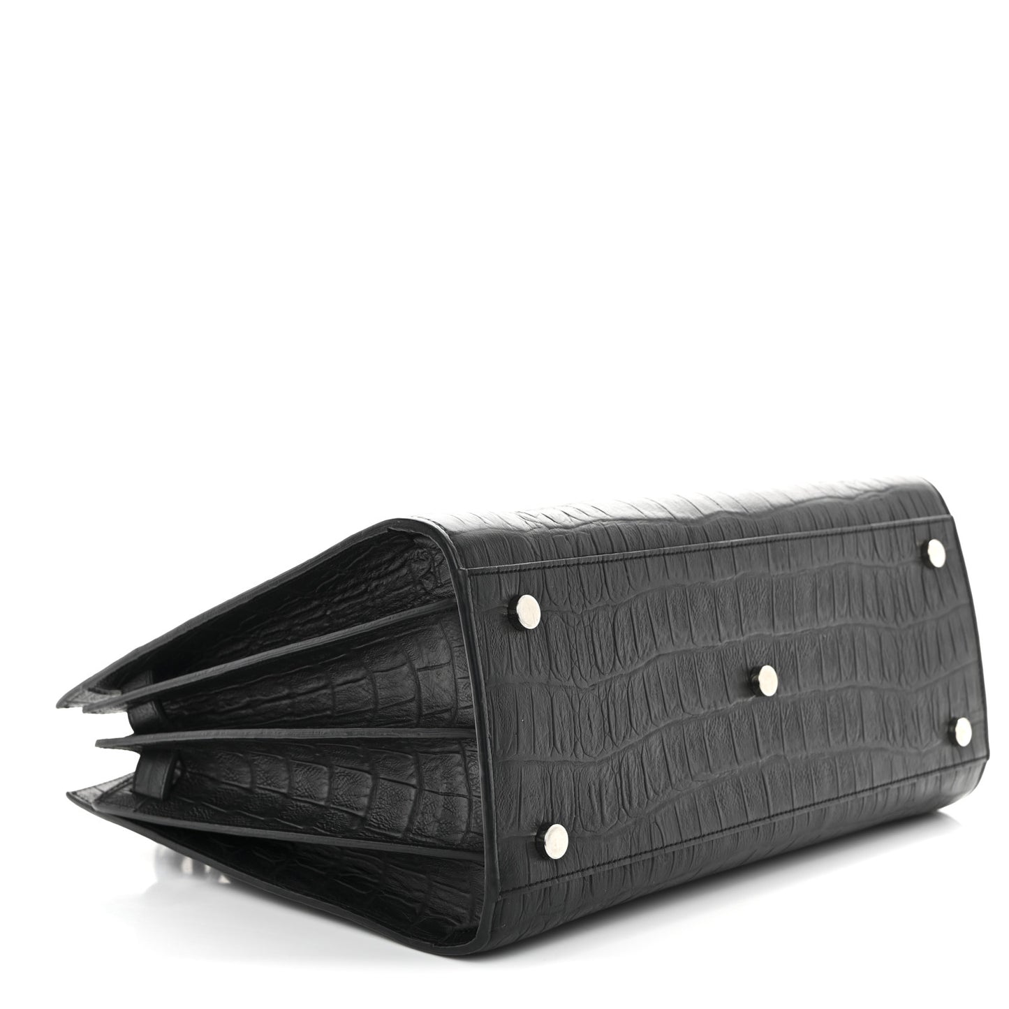 Calfskin Crocodile Embossed Small Sac de Jour Black