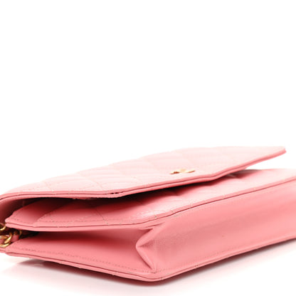 Chanel Lambskin Quilted Wallet On Chain WOC Pink 8 of 13