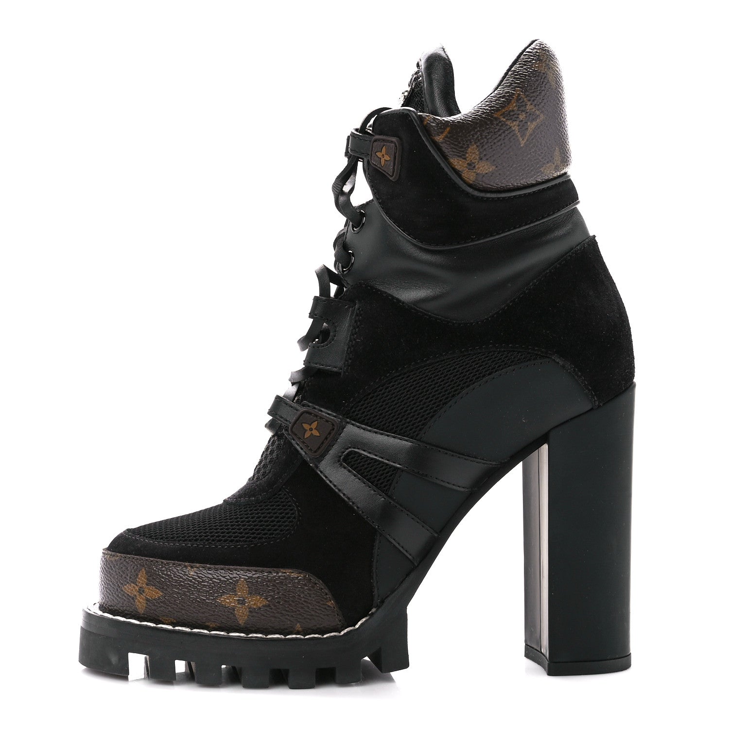 Louis Vuitton Suede Calfskin Monogram Star Trail Ankle Boots 37.5 Black 1 of 7