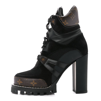 Louis Vuitton Suede Calfskin Monogram Star Trail Ankle Boots 37.5 Black 1 of 7