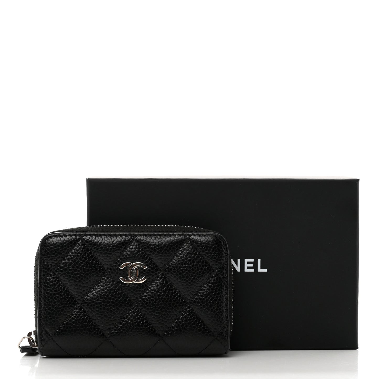 Caviar Quilted Zip Coin Purse Black