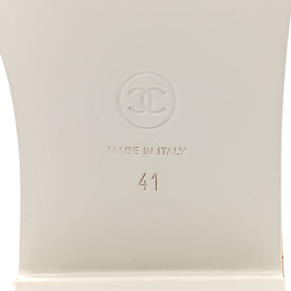 Chanel Tweed Cork CC Chain Mule Sandal 41 White 6 of 9