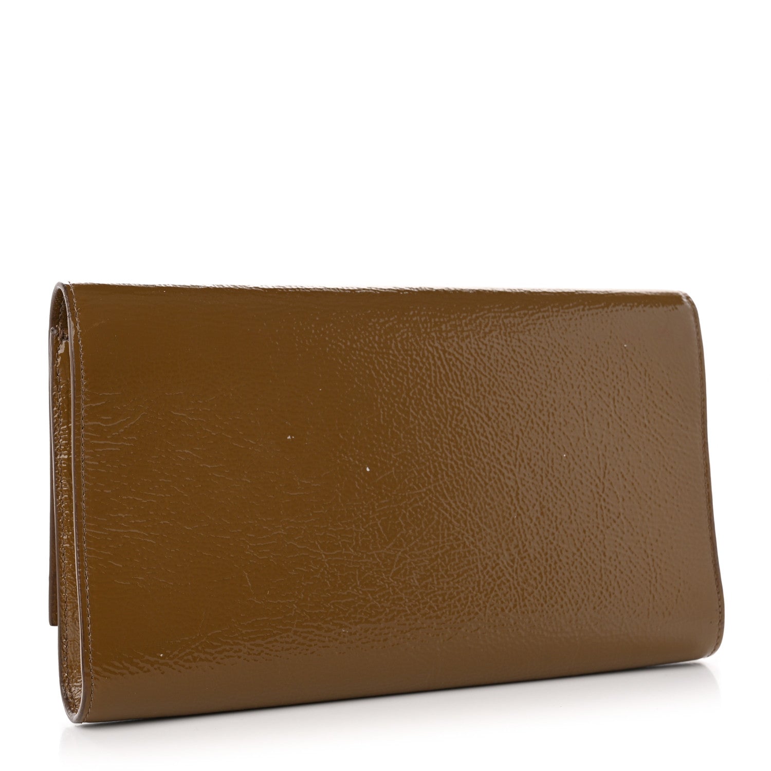 Saint Laurent Textured Patent Calfskin Monogram Large Belle De Jour Clutch Brown 3 of 15