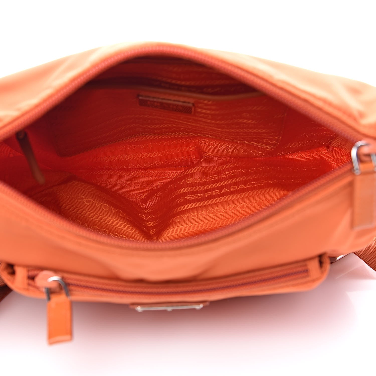 Prada Nylon Vela Flat Messenger Bag Papaya 5 of 10