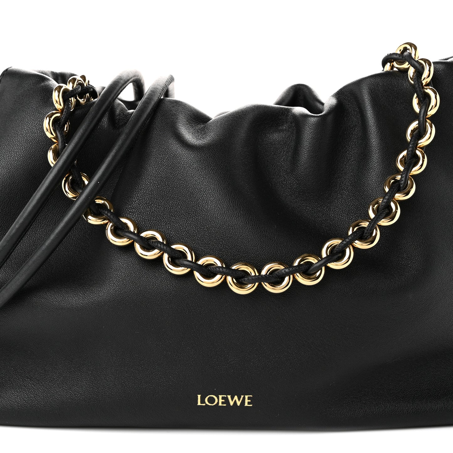 Mellow Nappa Medium Donut Chain Flamenco Knot Clutch Black