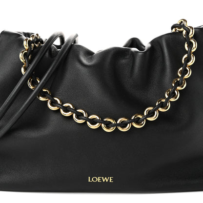 Loewe Mellow Nappa Medium Donut Chain Flamenco Knot Clutch Black 7 of 9
