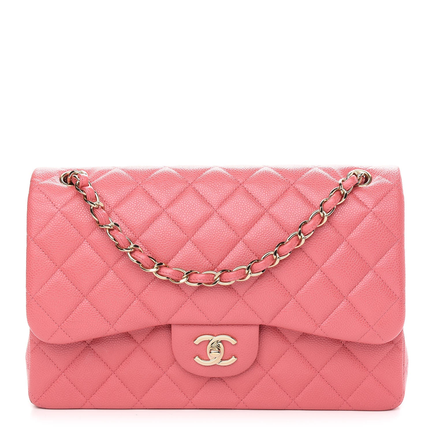 Chanel Caviar Quilted Jumbo Double Flap Dark Pink 1 of 9