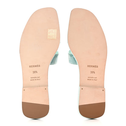 Hermes Lizard Oran Sandals 38.5 Vert Embrun 5 of 9