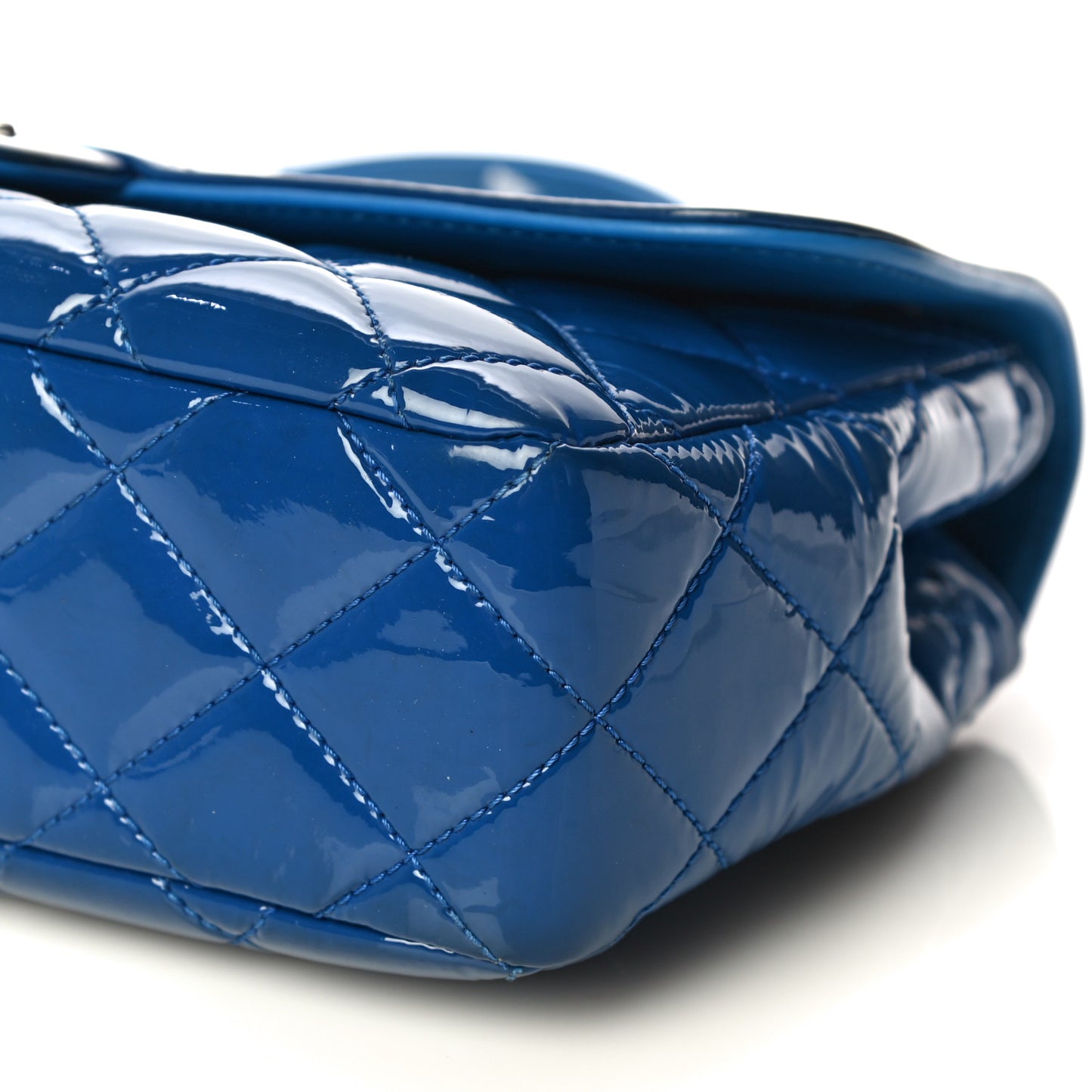 Patent Quilted Large Coco Shine Flap Blue