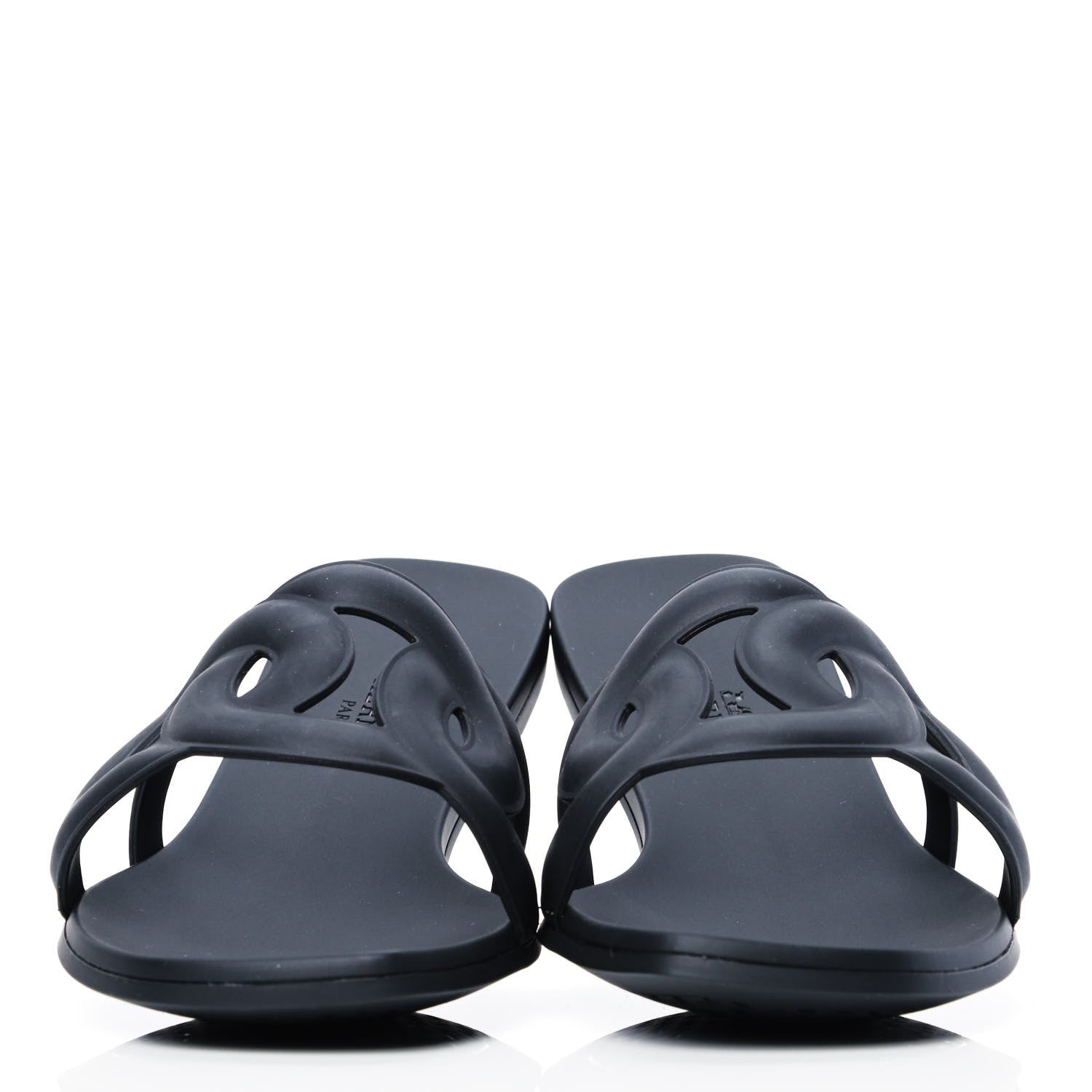 Hermes Rubber Aloha Sandals 38 Black 2 of 5