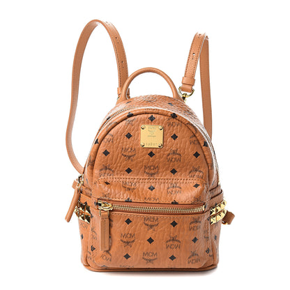 MCM Visetos Side Stud X-Mini Stark Bebe Boo Backpack Cognac 1 of 8