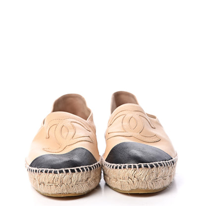 Chanel Lambskin CC Espadrilles 39 Beige Black 2 of 13