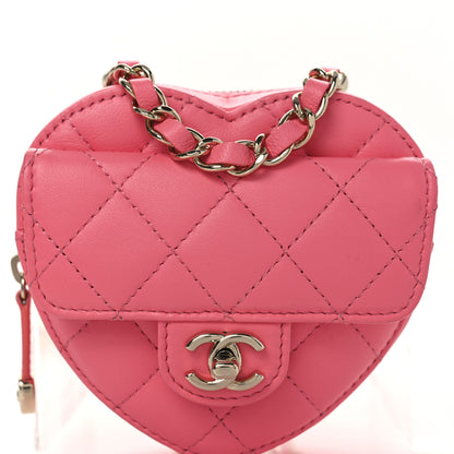 Chanel Lambskin Quilted CC In Love Heart Waist Belt Bag With Chain Pink 8 of 11