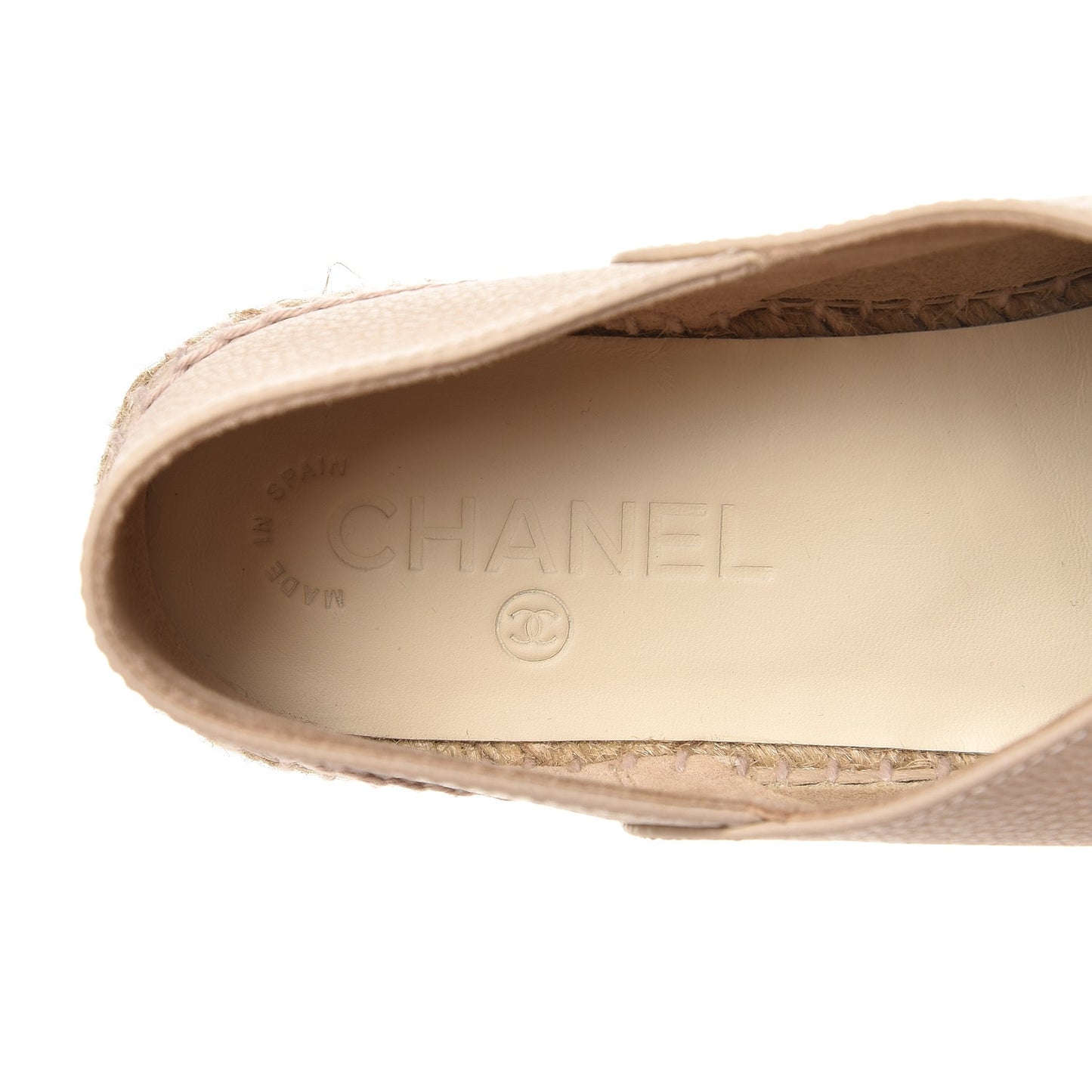 Grained Calfskin CC Espadrilles 40 Beige Black