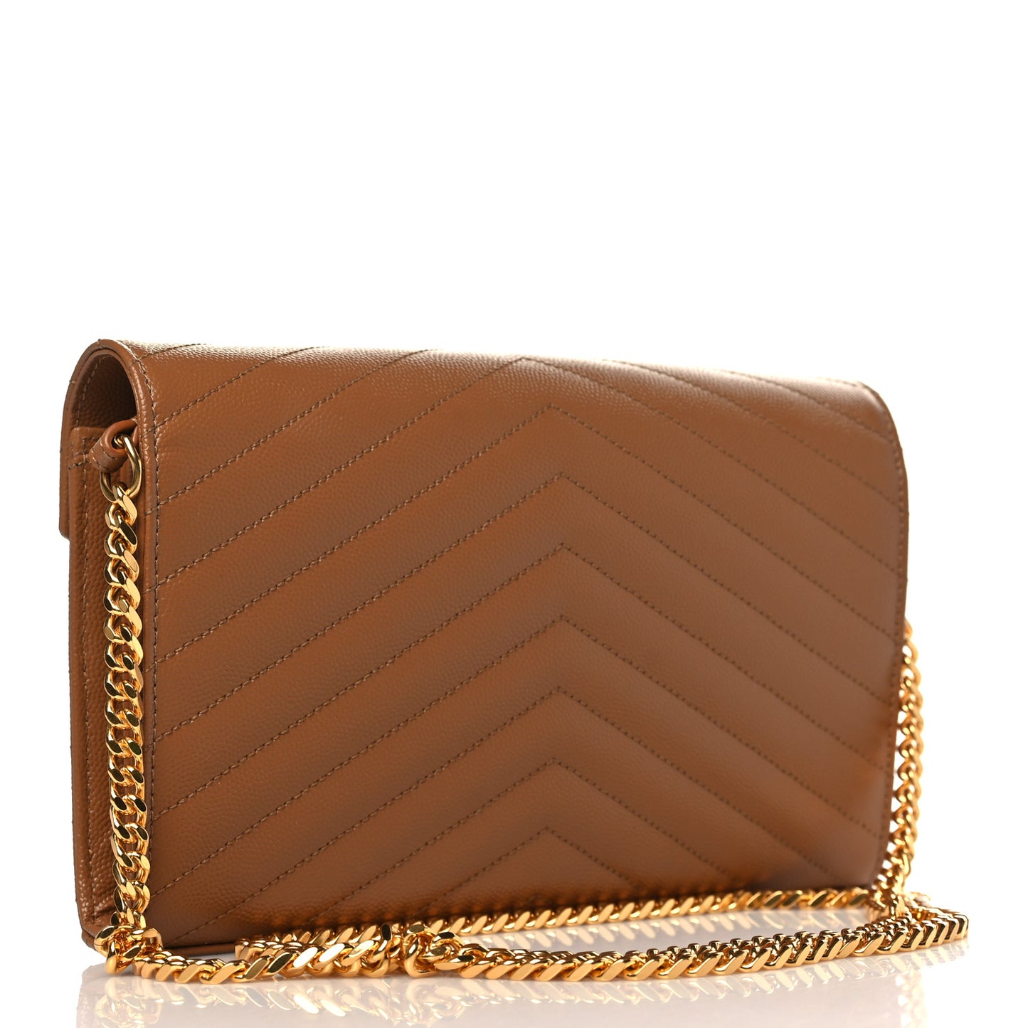 Grain De Poudre Matelasse Chevron Monogram Chain Wallet Dark Natural