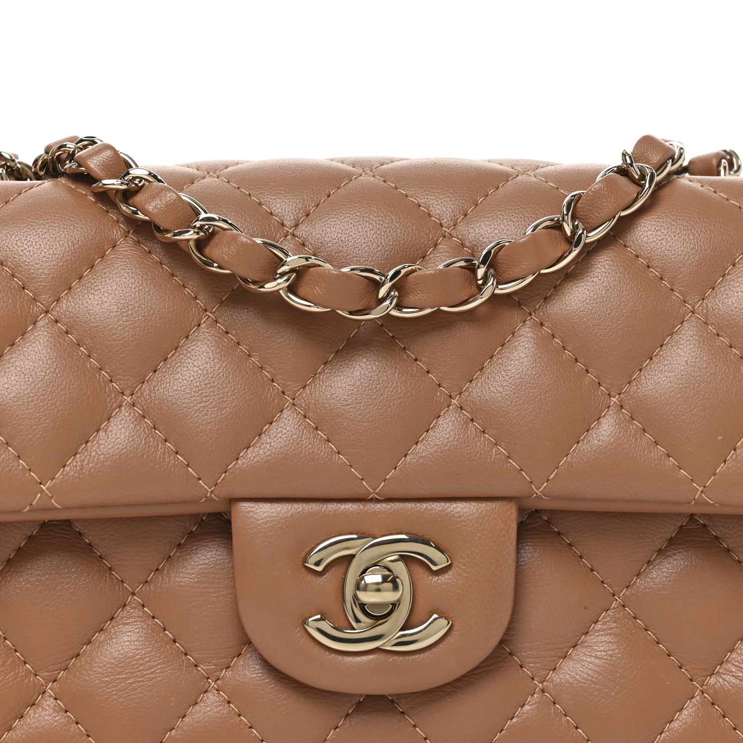 Chanel Lambskin Quilted Mini Rectangular Flap Brown 1798694