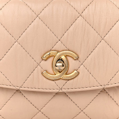 Chanel Crumpled Lambskin Quilted Mini CC Links Top Handle Flap Beige 8 of 10