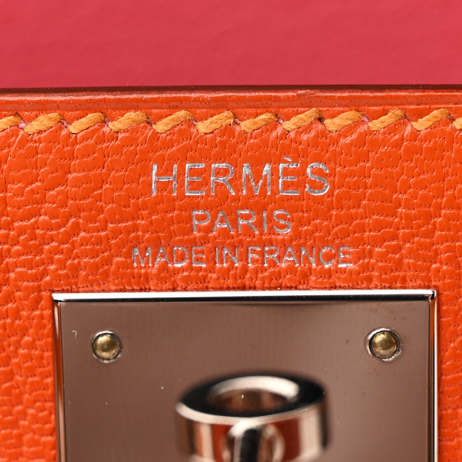 Hermes Epsom Chevre Mysore Kellygraphie Lettre R Kelly Sellier 28 Abricot Brique Feu 6 of 15