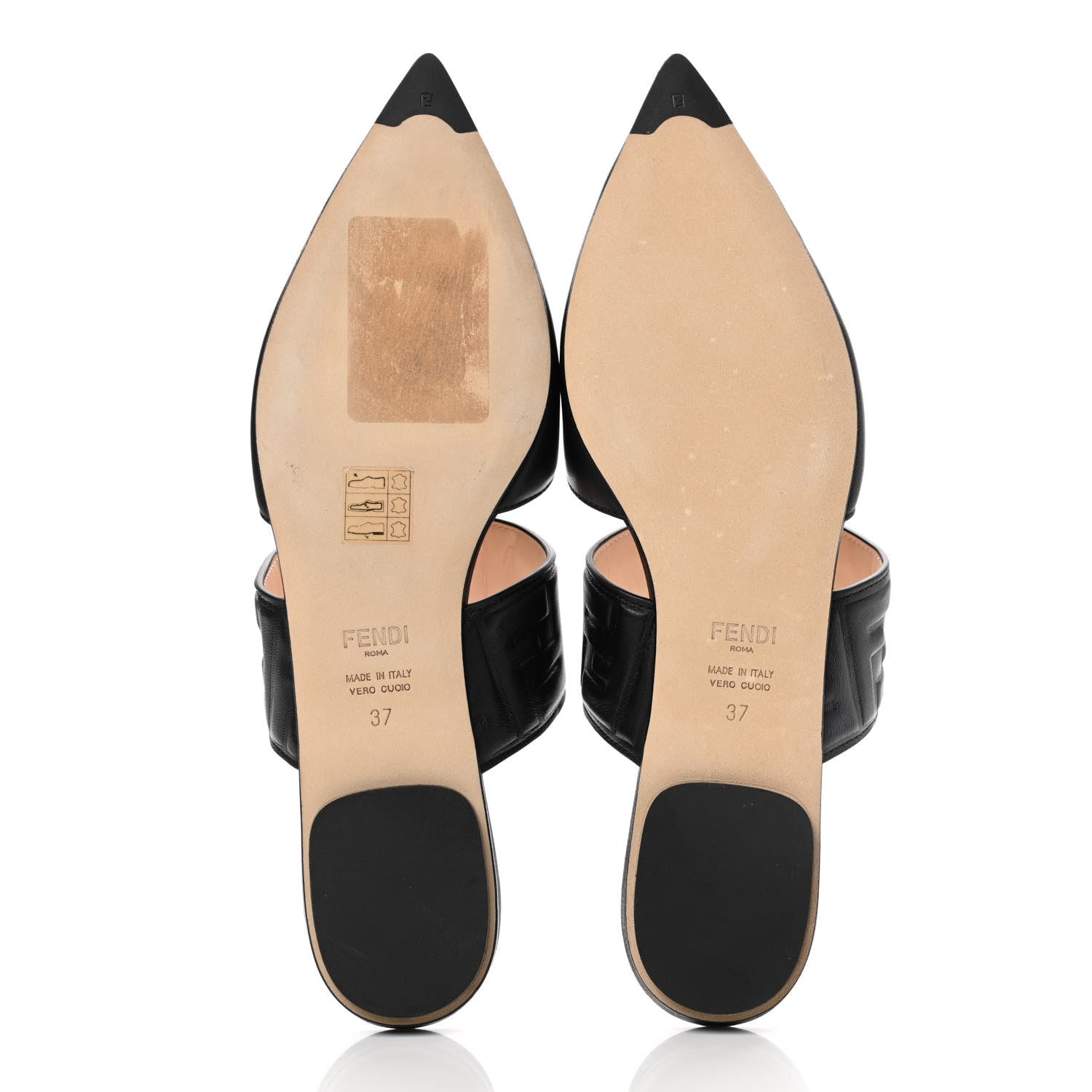 Fendi Nappa FF Embossed Flat Mules 37 Black 5 of 9