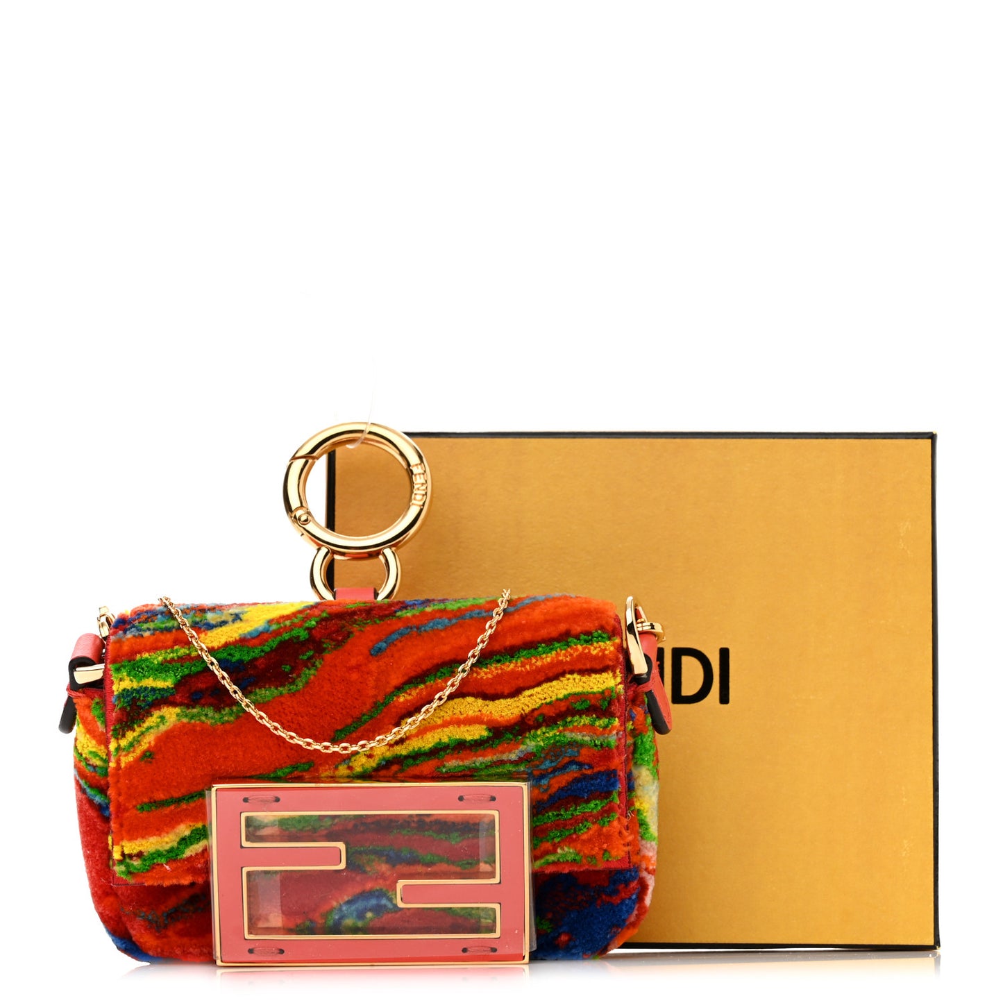 Velvet Marble Nano Maxi Buckle Baguette Charm Rosso Multicolor