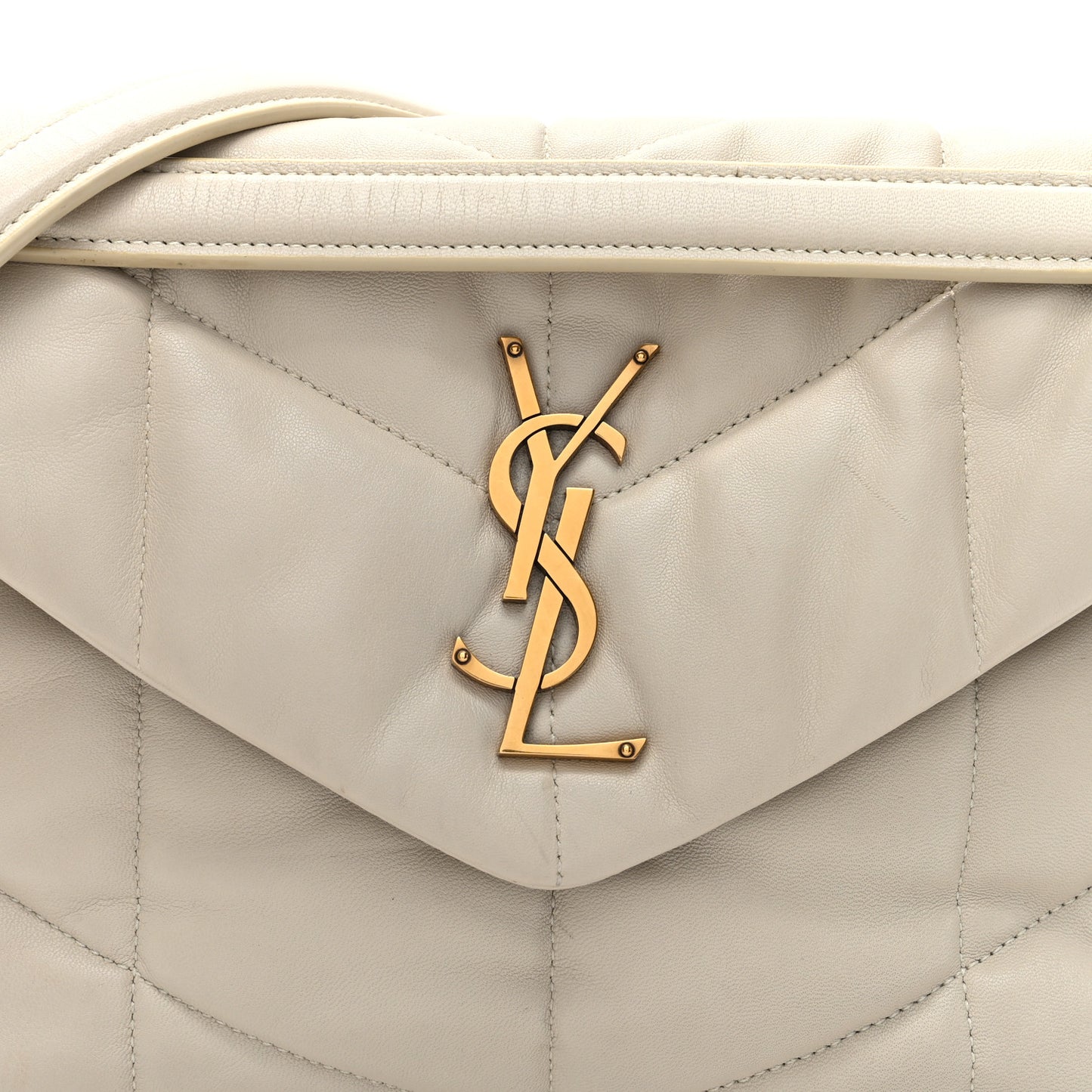 Lambskin Quilted Small Loulou Puffer Monogram Chain Satchel Blanc Vintage