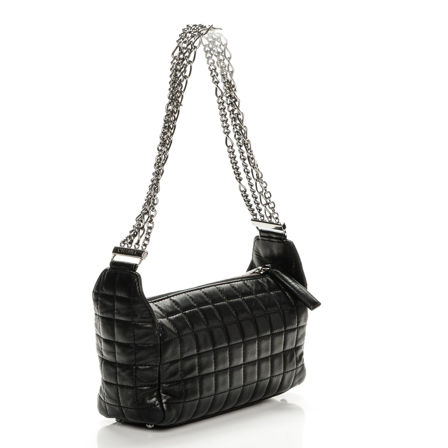 Lambskin Quilted Chocolate Bar Shoulder Bag Black