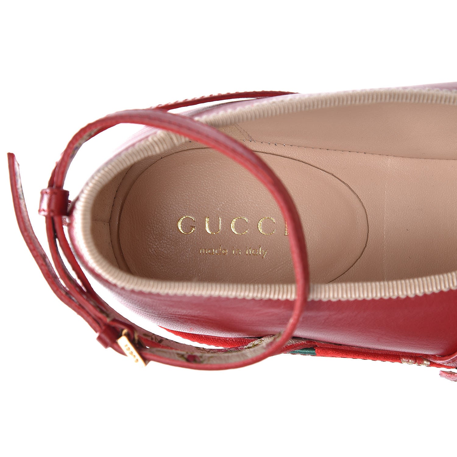 Gucci Malaga Kid Silk Hannelore Detachable Platform Slide 37.5 Hibiscus Red 7 of 11