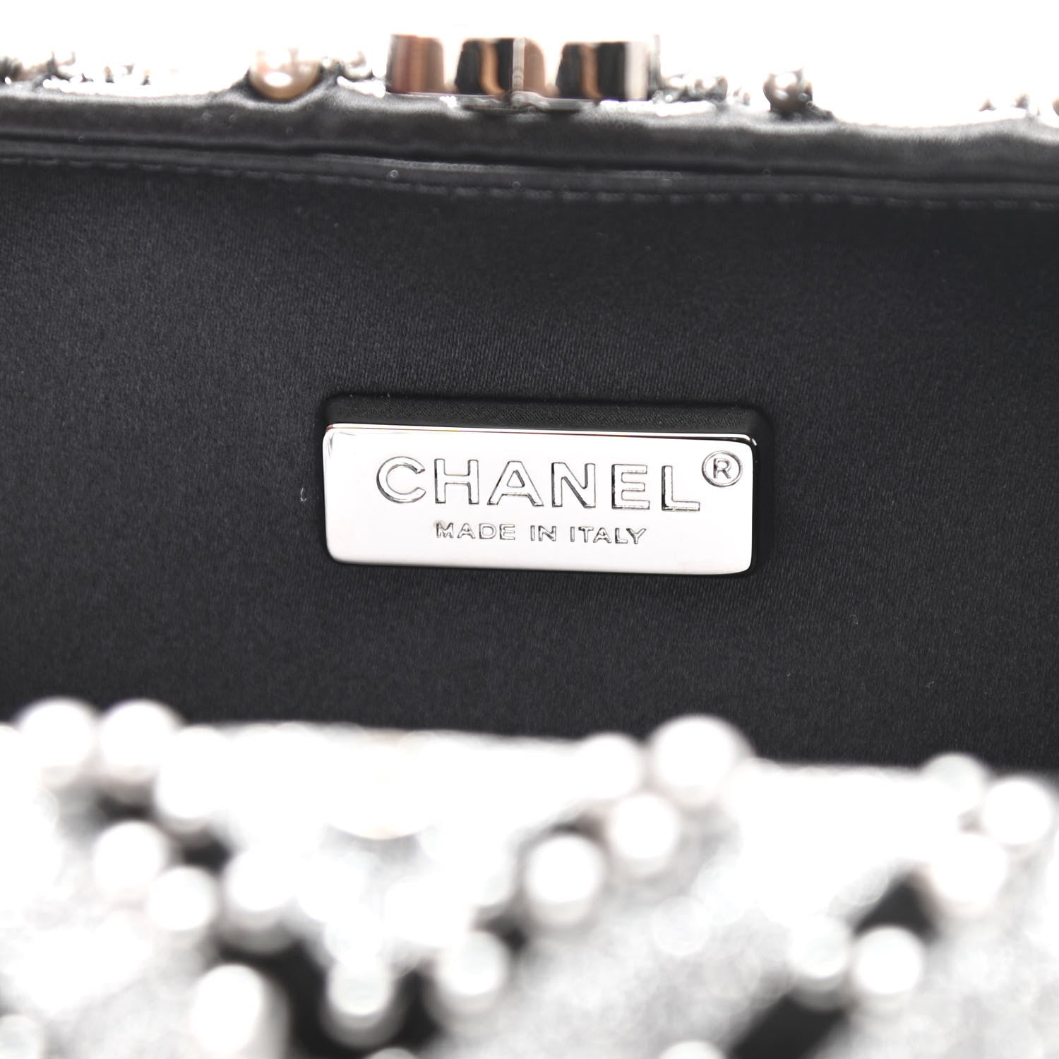 Chanel Mixed Fibers Pearl Evening Clutch Silver Black 6 of 11