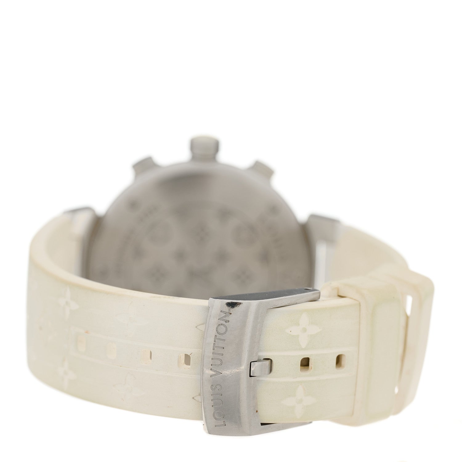 Louis Vuitton Stainless Steel Rubber Mother of Pearl 34mm Tambour Lovely Cup Quartz Watch 3 of 5