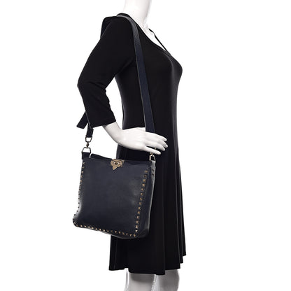 Valentino Garavani Pebbled Calfskin Small Rockstud Flip-Lock Messenger Bag Marine 2 of 10