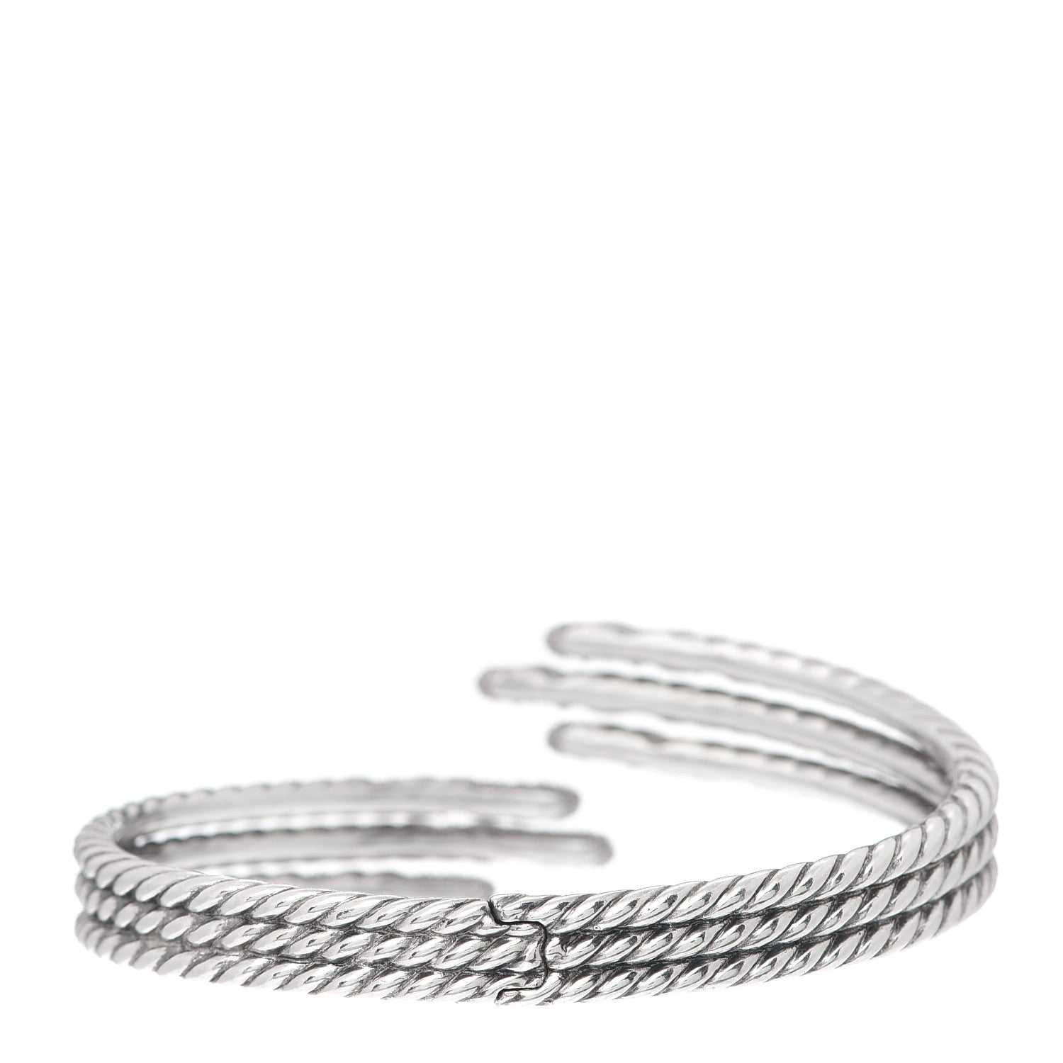 David Yurman Sterling Silver Diamond 3-Row Open Willow Bracelet 3 of 5