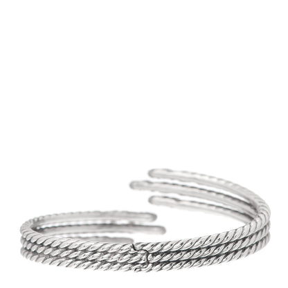 David Yurman Sterling Silver Diamond 3-Row Open Willow Bracelet 3 of 5