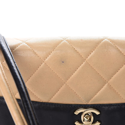 Chanel Lambskin Quilted Medium Single Flap Beige Black 21 of 26
