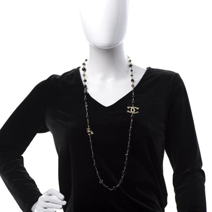 Chanel Beaded Sheep CC Long Necklace Gold Black 2 of 7