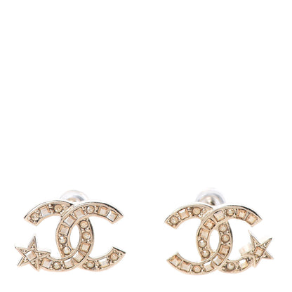 Chanel Crystal CC Starfall Earrings Gold 1 of 5