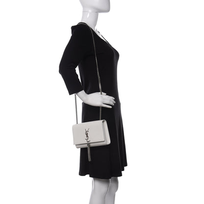 Saint Laurent Smooth Calfskin Small Classic Monogram Kate Tassel Satchel Optical White 2 of 16