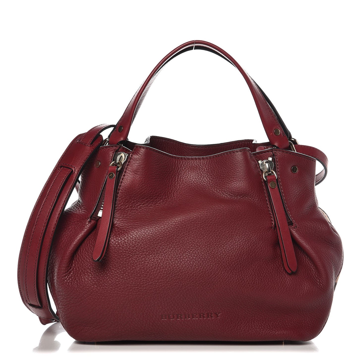 Grainy Calfskin House Check Small Maidstone Burgundy Red