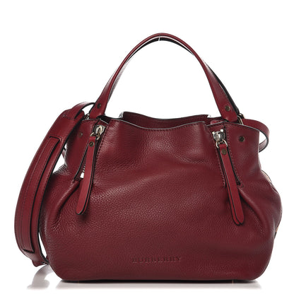 Burberry Grainy Calfskin House Check Small Maidstone Burgundy Red 1 of 9