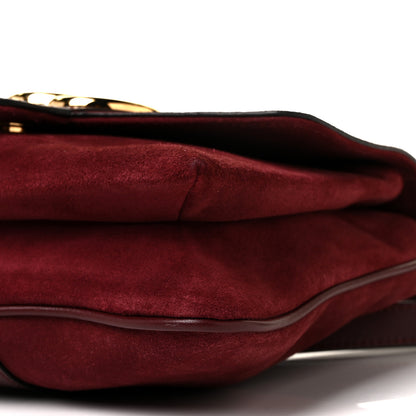 Gucci Suede Medium Arli Flap Shoulder Bag Vintage Bordeaux 9 of 10