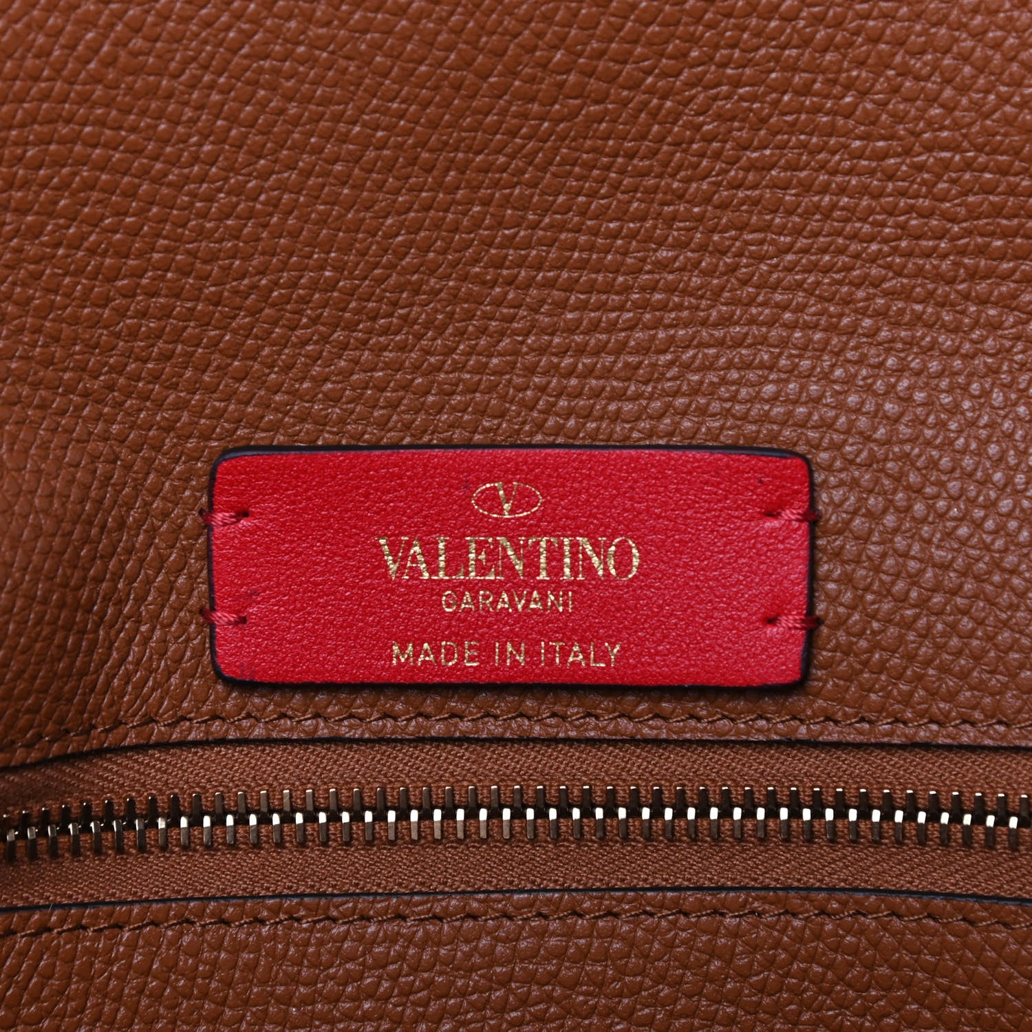 Valentino Garavani Grainy Calfskin VSling Clutch Tan 6 of 6