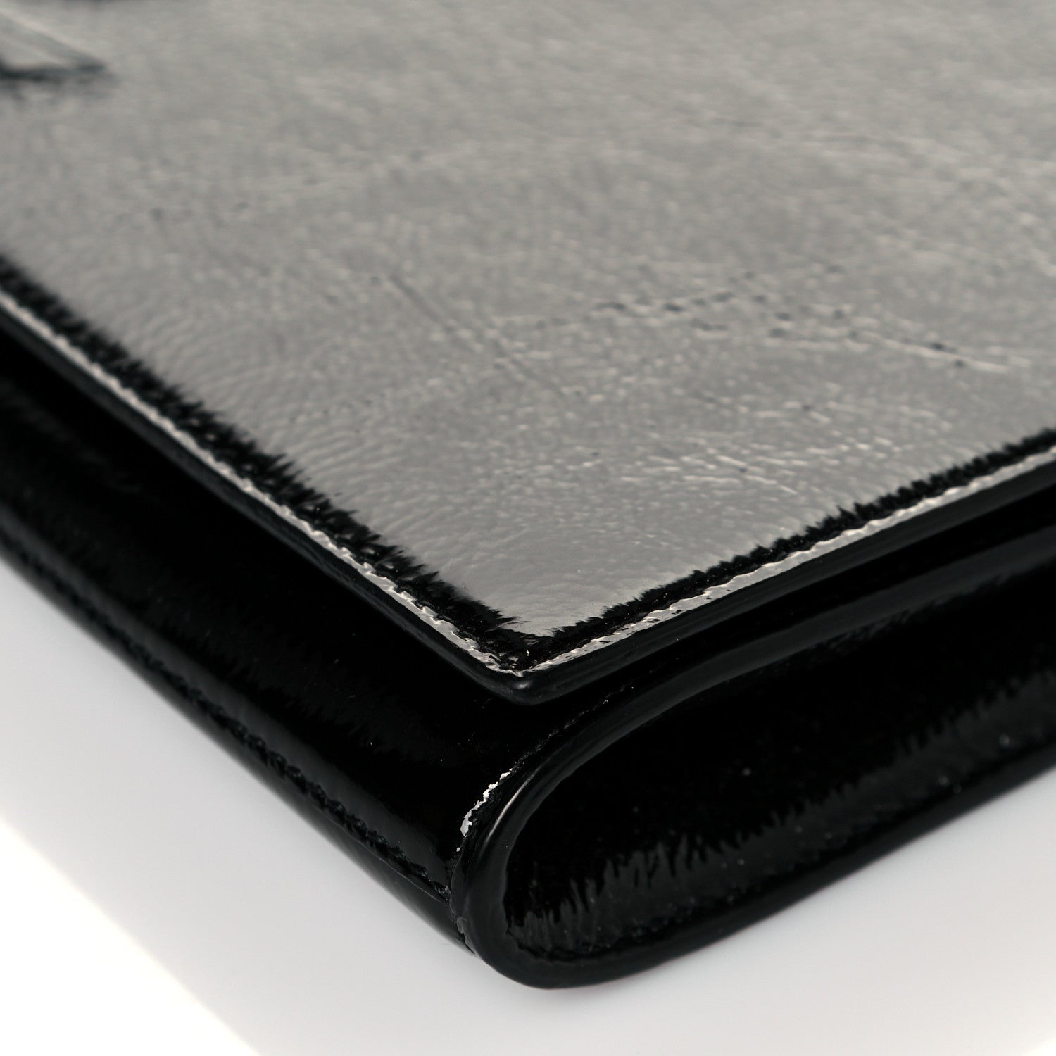 Saint Laurent Textured Patent Monogram Large Belle De Jour Clutch Black 8 of 10