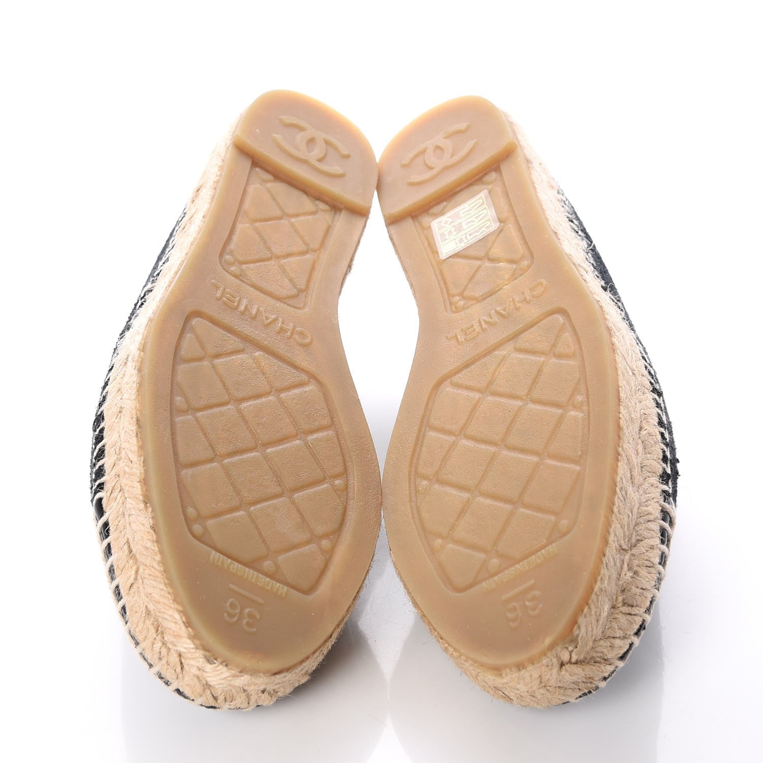 Chanel Fabric Patent Calfskin CC Espadrilles 36 Black 5 of 11