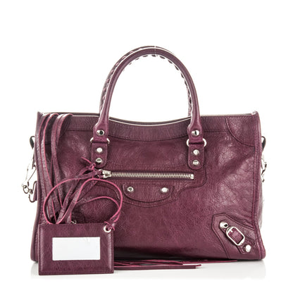Balenciaga Agneau Classic Silver Hardware S City Violet Prune 1 of 8