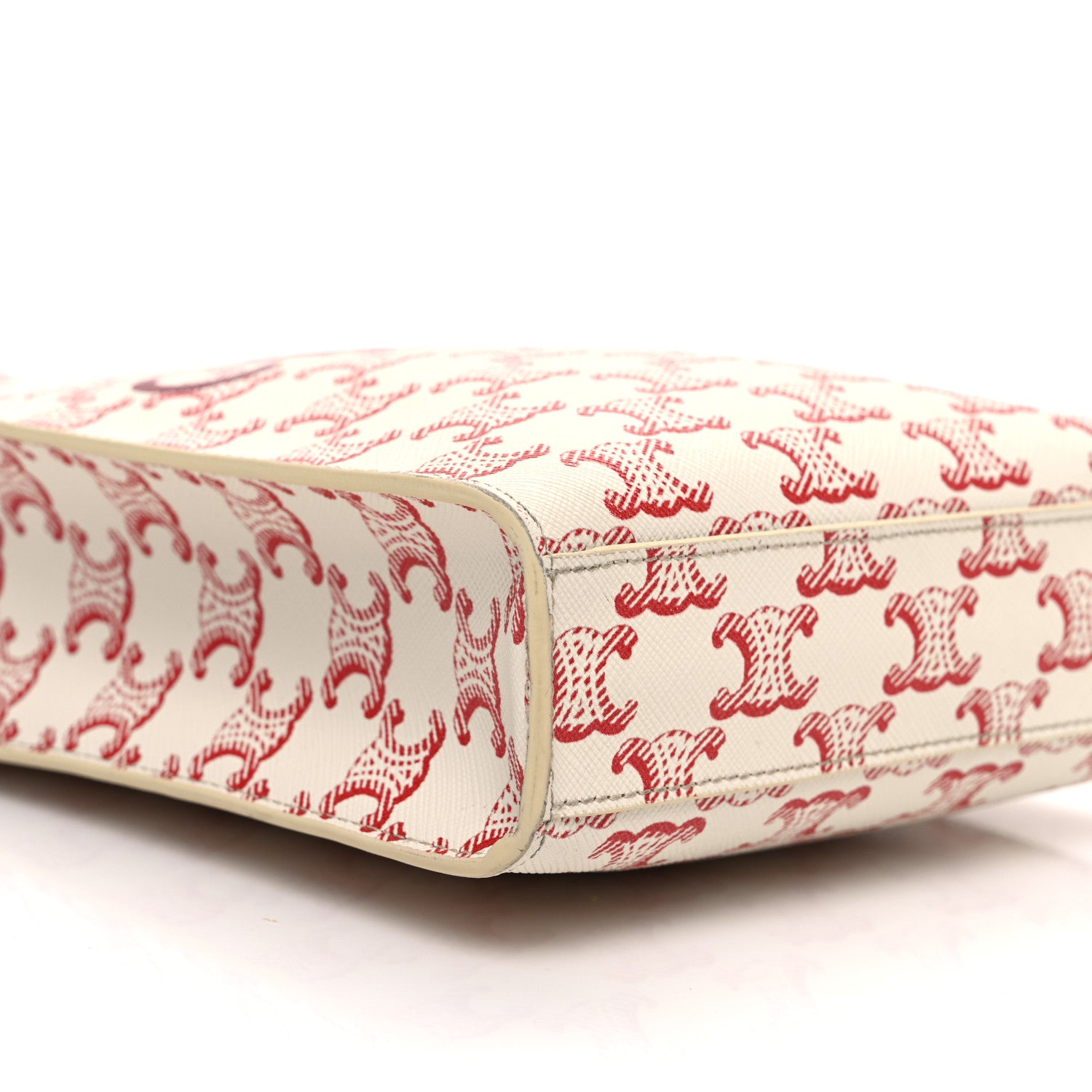 Celine Triomphe Canvas Calfskin Mini Vertical Cabas White Red 9 of 12