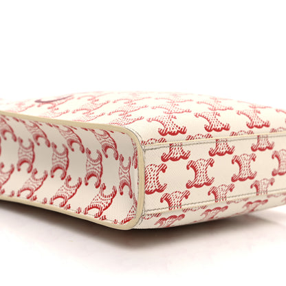 Celine Triomphe Canvas Calfskin Mini Vertical Cabas White Red 9 of 12