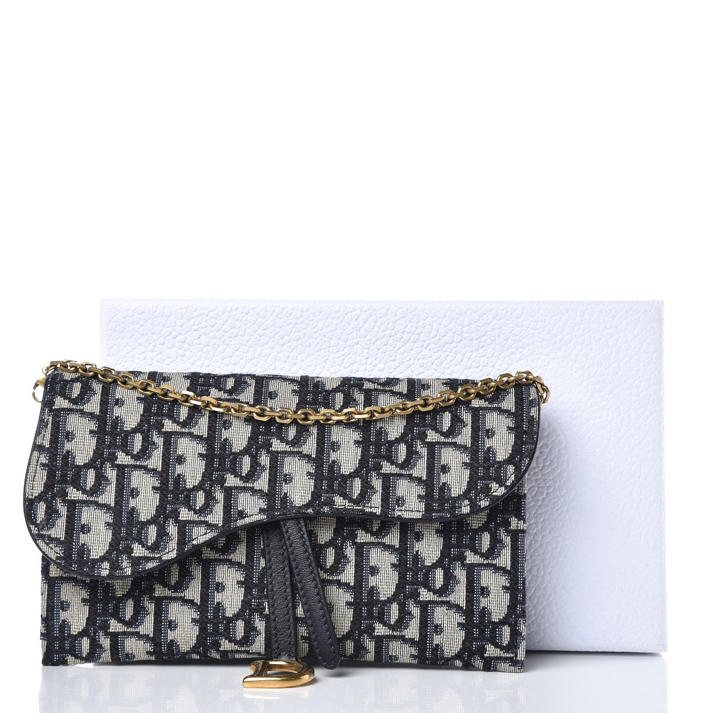 Oblique Saddle Chain Wallet Blue